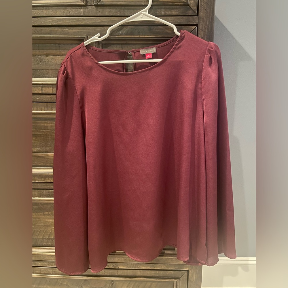 Vince Camuto Burgundy Long-Sleeve Blouse